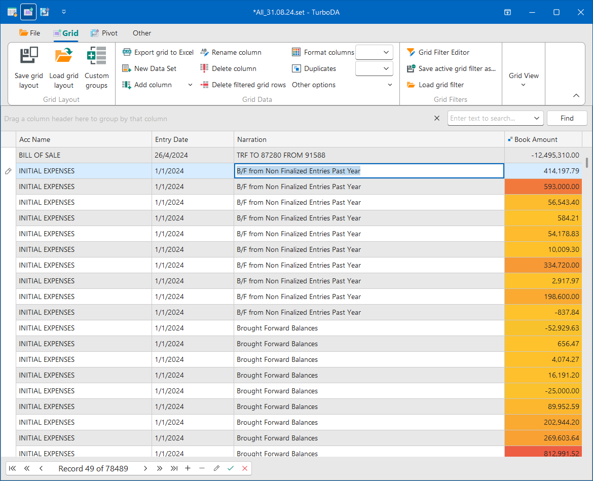 Main UI of TurboDA